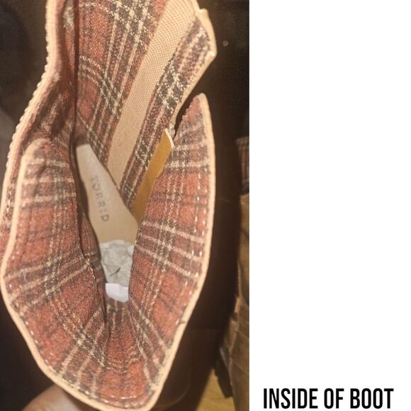 TORRID MOTO BOOTIE BOOTS NIB Cognac Colored  Side Zip  Size 8.5 Wide - Picture 8 of 16